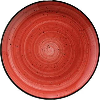 6x Speiseteller flacher Teller rund Tafelgeschirr Porzellan Rot Creme Bonna Aura Passion Gourmet 30cm Kantenschutz