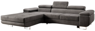 Designer Sofa Calvera mit Schlaf- und Klappfunktion Anthrazit Samt Links