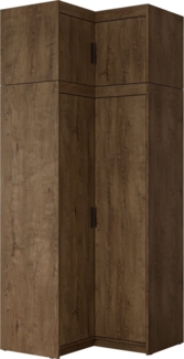 Eckkleiderschrank Elena 2D + Schrankaufsatz (Farbe: Lefkas Eiche)