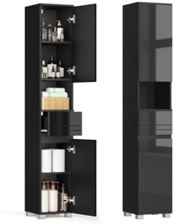 VASAGLE Badezimmerschrank, Badschrank, Badezimmermöbel mit einer Schublade, verstellbare Ablagen, offenes Fach, 30 x 30 x 170 cm