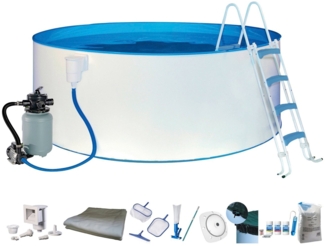 my POOL BWT Rundpool inkl. LED-Scheinwerfer zur effektvollen Beleuchtung (Komplett-Set, 10-tlg), mit umfangreichem Zubehör in zwei Größen