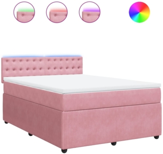 vidaXL Boxspringbett mit Matratze Rosa 140x200 cm Samt 3290075