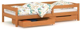 WNM Group Kinderbett fr Mdchen und Jungen Felix - Jugenbett aus Massivholz - Bett mit 2 Schubladen und Lattenrost - Funktionsbett - Tic - 80 x 160 cm