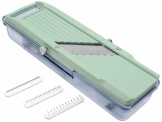 Benriner Küchenreibe Gemüsehobel 64 mm breit grün mit Auffangbehälter BN-3