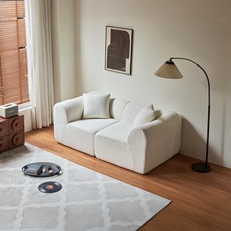 Flieks 2-Sitzer Samtsofa, Modulares Sofa mit Kissen, platzsparendes Loveseat für Wohnzimmer & Büro, Samt, Beige