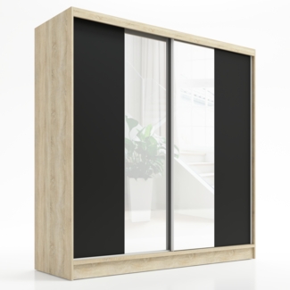Schwebetürenschrank DUO 2-türig Schrank 180 cm Farbe: Sonoma ,schwarz