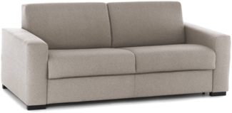 Dmora 2-Sitzer festes Sofa Malachite, Wohnzimmersofa aus gepolstertem Stoff, schmale Armlehnen, 100 % Made in Italy, 160 x 95 x 90 cm, Taupe