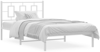 vidaXL Bettgestell mit Kopfteil Metall Weiß 107x203 cm 374286