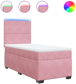 vidaXL Boxspringbett mit Matratze Rosa 100x200 cm Samt 3293133