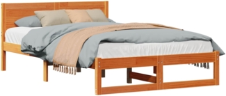 vidaXL Bettrahmen Wachsbraun 135 x 190 cm Massives Kiefernholz 873282