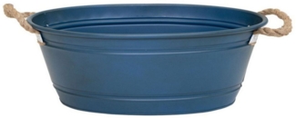 colourliving Pflanzkübel Pflanztopf "Beat" oval aus Metall Blumentopf XL 64x42x25 cm, mit Kordelgriffen aus Naturmaterial