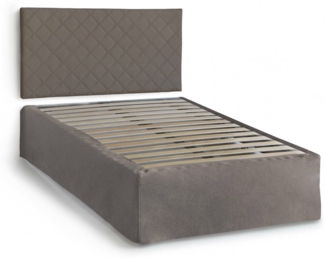 Dmora Anas-Doppelbett, Kopfteilset aus Öko-Leder mit orthopädischer Basis und Volant, 100 % Made in Italy, geeignet für eine Matratze 120 x 190 cm, taubengrau