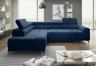 Stylefy Volter Ecksofa Velours Blau Links