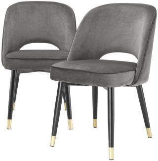 EICHHOLTZ Esszimmerstuhl Cliff Velvet Set von 2 - 6 Farben Savona Grey Velvet
