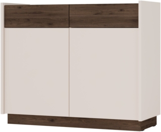 Selsey 'Kobbe' Sideboard 2-türig mit 2 Schubladen, beige / Nussbaum, ca. 83 x 100 x 40 cm