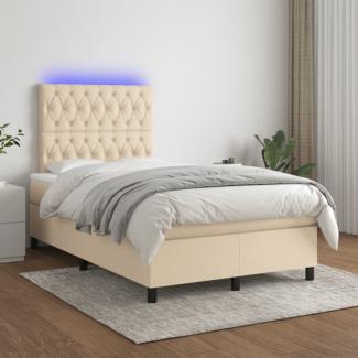 Boxspringbett mit Matratze & LED Stoff Creme 120 x 200 cm, Härtegrad: H2 [3135106]