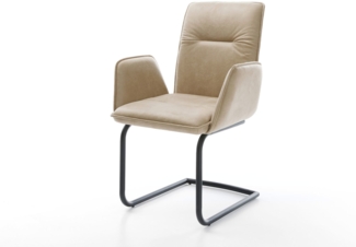 Freischwinger Vinja-Flex Mikrofaser Beige Vintage Freischwinger rund Schwarz