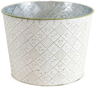 matches21 HOME & HOBBY Blumentopf Runder Pflanztopf, in Grün Ø 25x19 cm, Blumenschale aus Metall (1 St), Stilvoller Übertopf für Zimmer- und Gartenpflanzen