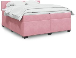 vidaXL Boxspringbett mit Matratze Rosa 200x200 cm Samt 3288701