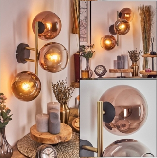 hofstein Wandleuchte Wandlampe aus Metall/Glas in Schwarz/Gold-/Kupferfarben/Klar, moderne Wandleuchte im Retro/Vintage-Design (Schirme 15 cm), E14