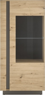 Lomadox Vitrine CARDIFF-61 Artisan Nb. mit Absetzungen in Graphit grau 72/154/40 cm