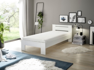CANNES Futonbett 90x200 cm - Minimalistisches Jugendzimmer Bett in Weiß - 95 x 71 x 204 cm (B/H/T)