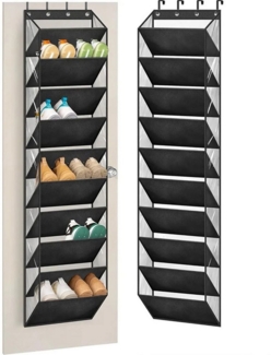 Coonoor Hängeregal Schuh-Organizer mit großen, tiefen Taschen, Hängeregal Schuhhalter, für schmale Türen