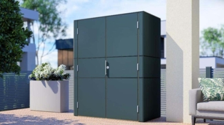 Alpholz Gartenschrank HPL Highboard aus Holz in Schwarzmit 6 mm Wandstärke