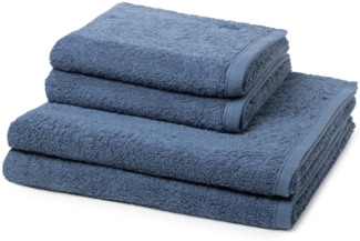 Ross Vita 4 tlg. Frottier-Set - 2 X Handtuch (50 X 100cm), 2 X Duschtuch (70 X 140cm) - 520 g/m2 - Denim