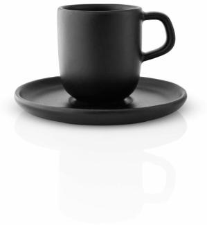 Eva Solo Nordic kitchen Espressotasse mit Untertasse, Espresso Tasse, Kaffeetasse, Steinzeug, Black / Schwarz, 65 ml, 512705