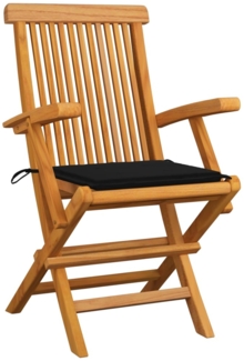 vidaXL Gartenstühle mit Schwarzen Kissen 3 Stk. Massivholz Teak 3062521