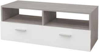 TV-Lowboard mit Stauraum 95 x 36 x 35 cm Weiß/Grau aus MDF ML-Design