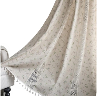 Kaket Gardine Boho-Vorhänge, Landhausstil Verdunkelungsvorhänge, Vintage Paneelvorhänge, geeignet für Küche und Wohnzimmer