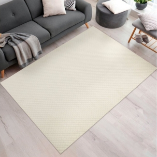 Paco Home Teppich Rotterdam 591, rechteckig, Höhe: 4 mm, Kurzflor, Uni Farben, Rauten Muster, 3D Effekt, weich & kuschelig