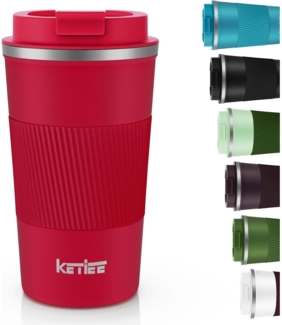 KETIEE Kaffeebecher to go Thermobecher 510ml Doppelwandig Rot