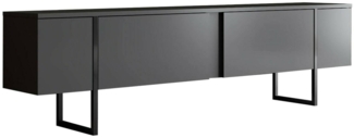 Dmora Fernsehschrank Abishia, Ständer für Wohnzimmerfernseher, Niedriges Wohnzimmer-Sideboard, TV-Ständerbasis, 180x30h50 cm, Anthrazit und Schwarz
