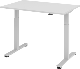 bümö elektrisch höhenverstellbarer Schreibtisch grau 120x80 cm, Gestell: Silber - Büroschreibtisch höhenverstellbar elektrisch, elektrischer Bürotisch & Gaming Tisch, Stehschreibtisch, XMST-12-5-S