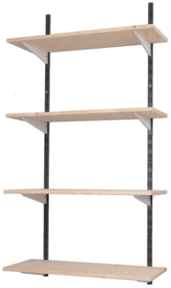 BOOMET Wandregal Regal Bausatz schwarz/weiß, 80 9-tlg, Wandboard Bücherregal Hängeregal Leimholz Holzboden