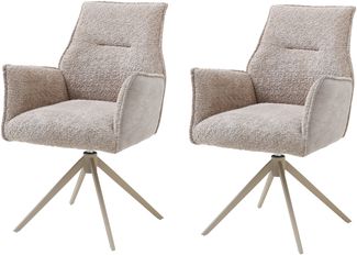Armlehnstuhl >Kayla< (2er Set) drehbar, Bouclestoffbezug taupe, beige - 62x60x92 (BxHxT)