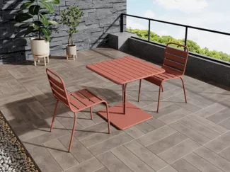 Vente-unique - MIRMANDE Gartenessgruppe Metall Rot - B 80 cm59 cm x H 75 cm79 cm x L 80 cm47,5 cm
