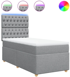vidaXL Boxspringbett mit Matratze Hellgrau 100x200 cm Stoff 3293498
