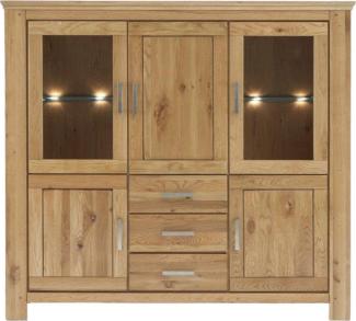 Highboard Teilmassiv Iantha 176x165x47 Anrichte Wildeiche natur geölt 20097