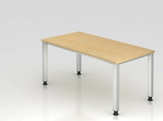 Schreibtisch QS16 4Fuß eckig 160x80cm Ahorn Gestellfarbe: Silber
