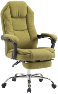 DELUKE® Bürostuhl MEDHA Stoff - 114x67x64, Grün Stoff Metall in Chromoptik Gestell ergonomische Bürostühle Homeoffice Stuhl mit Rollen