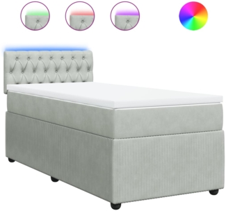 vidaXL Boxspringbett mit Matratze Hellgrau 80x200 cm Samt 3289896