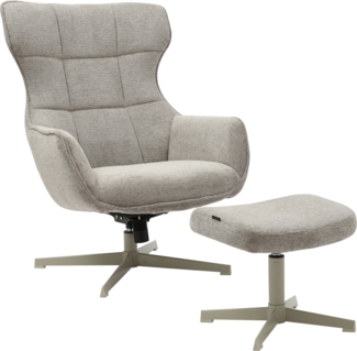 INOSIGN Drehsessel DEGAN Ohrensessel mit Hocker im Set, Relaxsessel mit 360-Grad-Drehfunktion u. Hocker, Webstoff