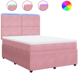 vidaXL Boxspringbett mit Matratze Rosa 140x200 cm Samt 3294657