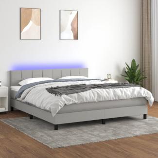 vidaXL Boxspringbett mit Matratze & LED Hellgrau 180x200 cm Stoff, Härtegrad: H2 [3133173]