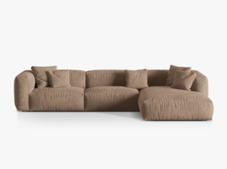 Micadoni Ecksofa Martina 3-Sitzer Rechts Samt Dunkelbeige