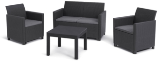 Dmora Loungeset für draußen Nepean, Outdoor-Lounge mit Couchtisch, Terrassenset mit Kissen, 113x65 h74 cm, Anthrazit